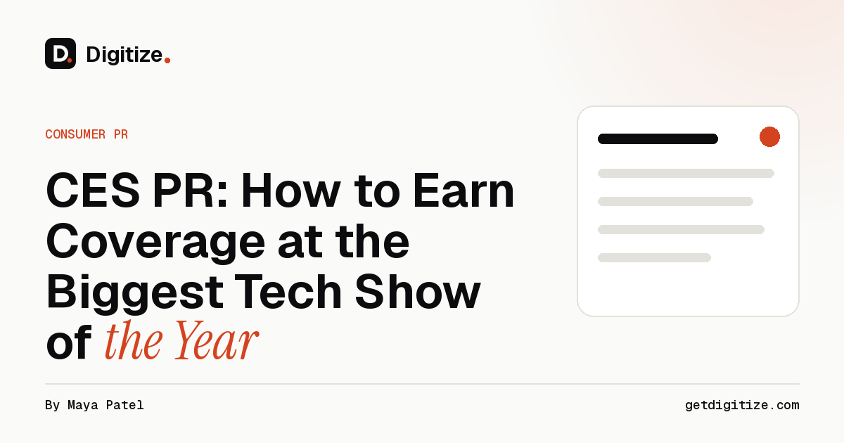 Digitize title card for a guide to CES PR and how to earn coverage at the biggest tech show of the year