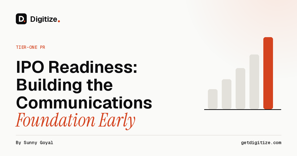 Digitize title card for a guide to IPO readiness and building the communications foundation early