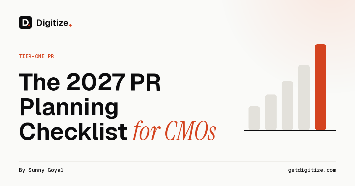 Digitize title card for the 2027 PR planning checklist for CMOs