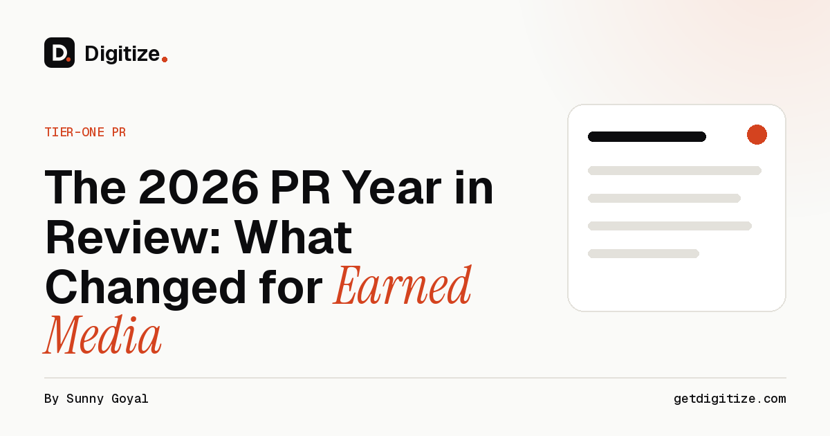 Digitize title card for the 2026 PR year in review and what changed for earned media