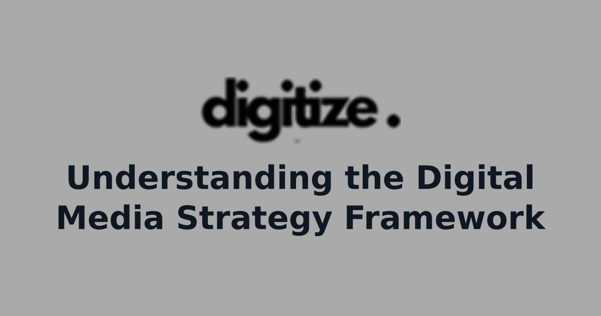 Cover graphic for a guide to building a digital media strategy framework covering audience, channels, content, and measurement