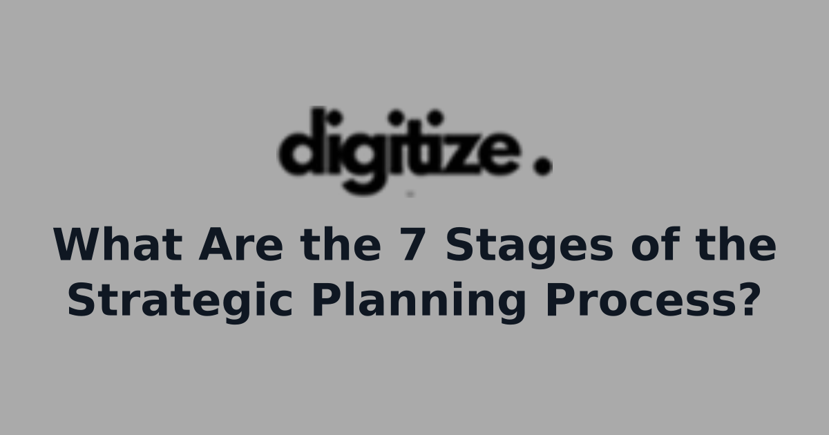 Seven-stage strategic planning cycle moving from situation analysis and goal setting to implementation, monitoring, and review
