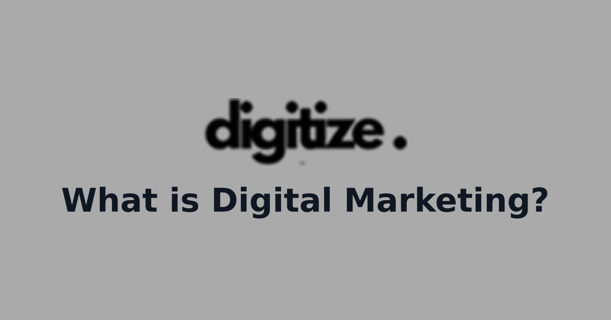 Illustration of digital marketing channels, including search, social media, email, and content, connecting a brand to customers on phones and laptops
