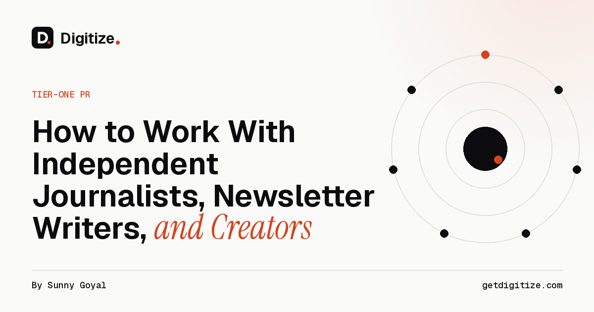 Digitize title card for a guide on working with independent journalists, newsletter writers, and creators