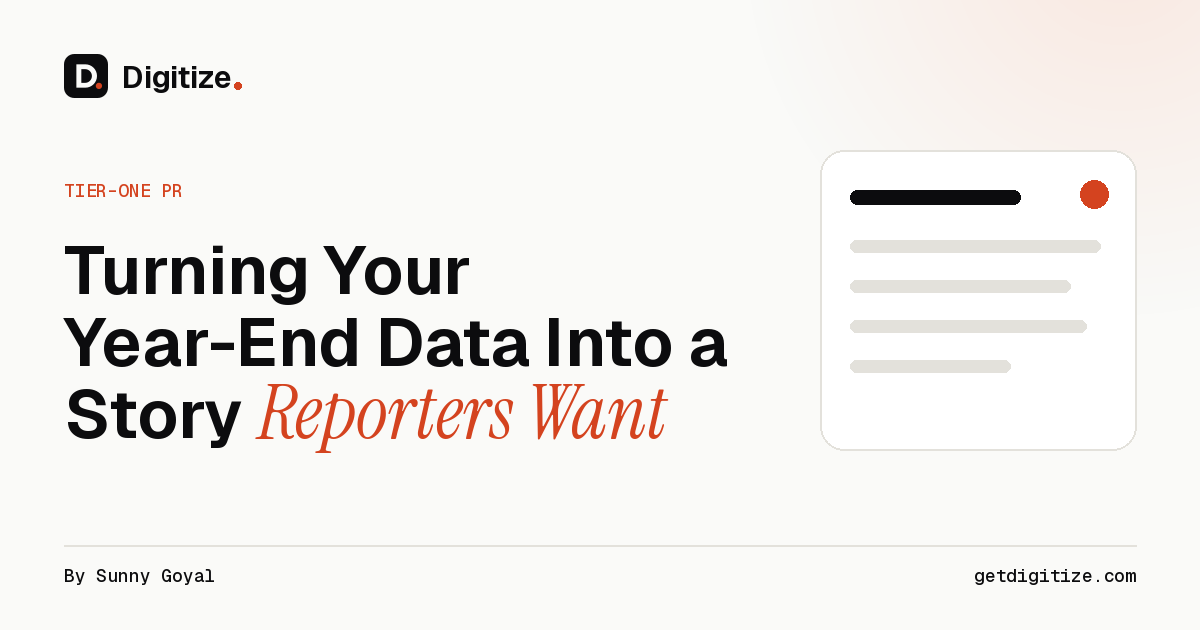 Digitize title card for a guide on turning year-end company data into a story reporters want to cover