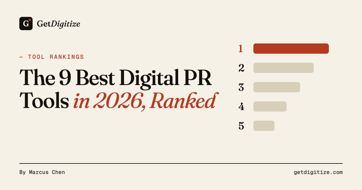 GetDigitize title card for The 9 Best Digital PR Tools in 2026, Ranked