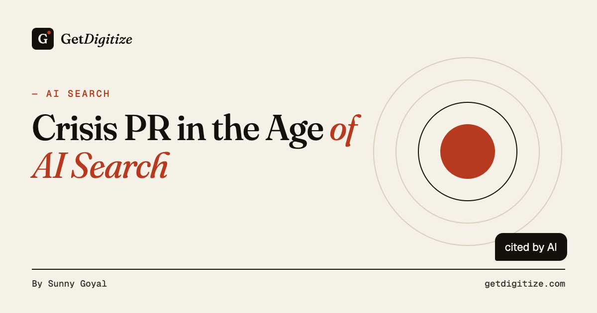 GetDigitize title card for Crisis PR in the Age of AI Search