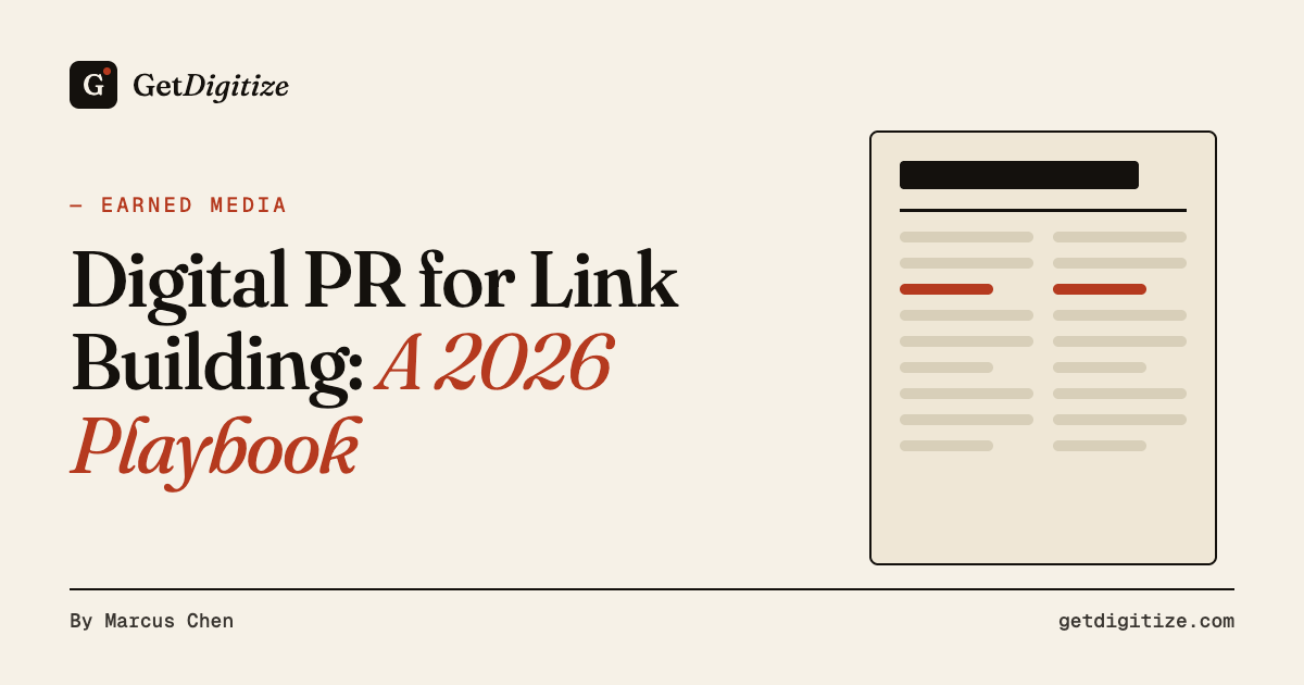 GetDigitize title card for Digital PR for Link Building: A 2026 Playbook